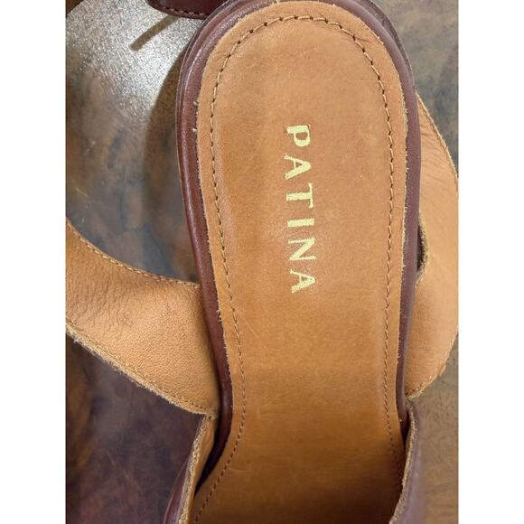 Patina ( Portland Leather) Brown Leather Slide/Sandal US Womens 9 #0137C - Picture 5 of 10